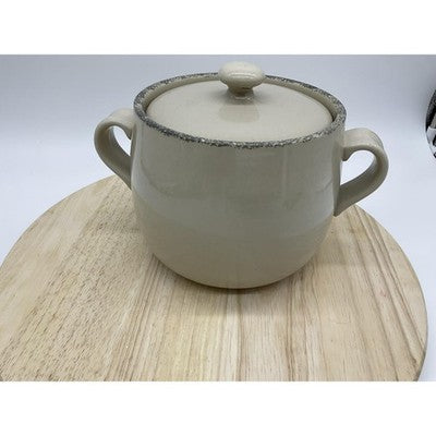 Home & Garden Party Stoneware Soup Tureen 8" Handles Lid Serving Bowl Crock Pot