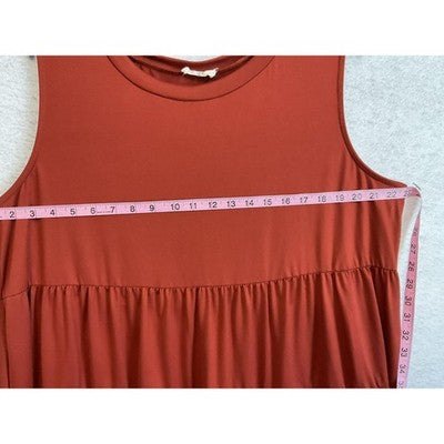 VTG Entro Dress Womens 2X Rust Orange Sleeveless Tiered Trapeze Swing Tank Boho