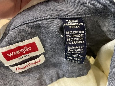 Wrangler Flex For Comfort Shirt Mens 3XL Beige Stretch Long Sleeve Button Up