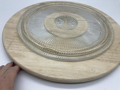 Vintage Clear Pressed Glass Round Cake Plate Replacement Striped Contemporary