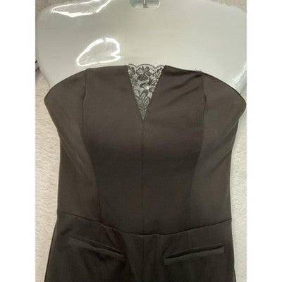 Guess Jumpsuit Womens 4 Black Strapless Slim Fit Lace Detail Pockets Party Chic
