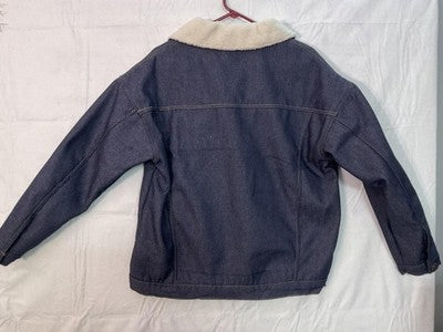 Ashley Stewart Jacket Womens Medium Blue Denim Sherpa Collar Lined Warm Winter