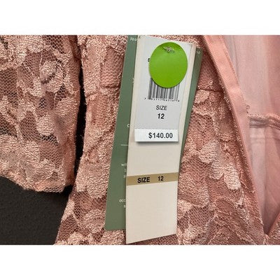 Chetta B Pink Floral Lace Maxi Dress Womens Size 12 Lined Formal Gown No Belt