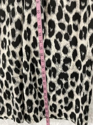 FimarSted Pants Womens Small Black Leopard Print Paperbag Wide Leg Soft Pull On