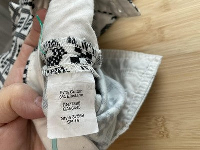 J.Crew Chino Shorts Womens 8 White Black Geometric Stretch Twill 4in Summer