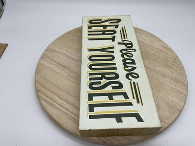 Ashland Please Seat Yourself Wall Sign Medium White Bathroom Humor Decor