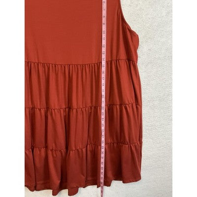 VTG Entro Dress Womens 2X Rust Orange Sleeveless Tiered Trapeze Swing Tank Boho