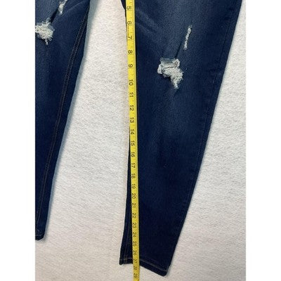 JVINI Jeans Womens Medium Blue Distressed Skinny Jeggings Pull On Stretch Denim