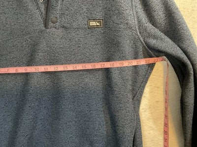 Eddie Bauer Sweatshirt Mens Large Blue Fleece Snap Mock Neck Pullover Pockets