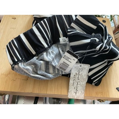 French Laundry Be In The Moment XL Black White Vertical Stripe Pull On Pants NWT