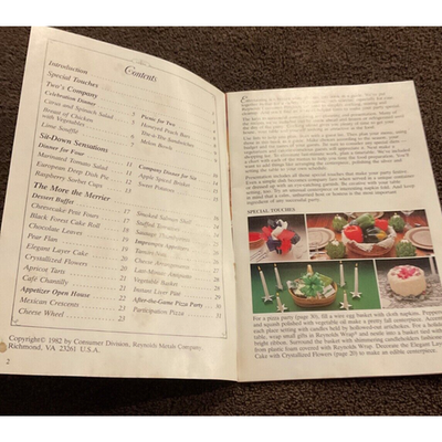 Vintage 1982 Reynolds Entertaining Ease Cookbook Hosting Recipes Booklet USA