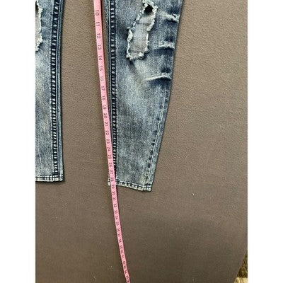 Premiere Rue 21 Blue Skinny Jeans 5/6R Distressed Ripped Curvy Fit