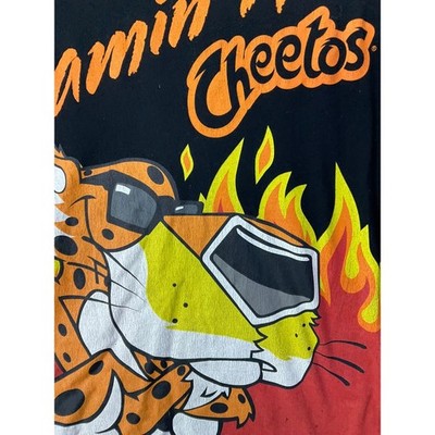 Cheetos Flamin Hot Graphic T-Shirt Mens Large Black Chester Cheetah Flame Tee