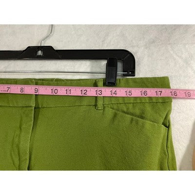 7th Avenue Ankle Pants Women 14 Olive Green Slim Tapered Stretch Work Trousers