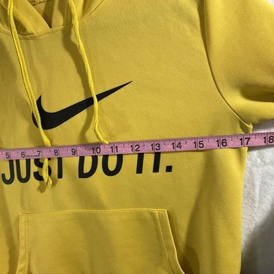 Nike Hoodie Womens Medium Yellow Just Do It Pullover Sweatshirt Fleece Logo