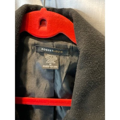 Robert Louis Women’s Jacket Medium Black Double-Breasted Wool Blend Lined