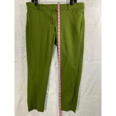 7th Avenue Ankle Pants Women 14 Olive Green Slim Tapered Stretch Work Trousers