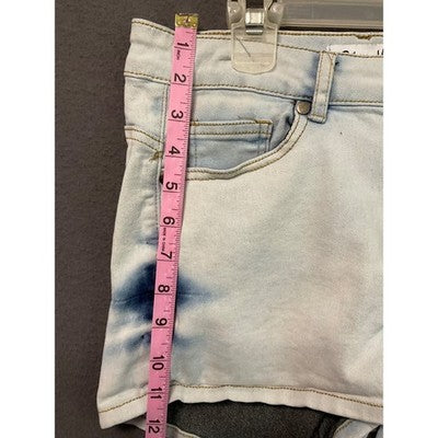 Between Us Juniors Size 9 Blue Acid Wash Denim Jean Shorts Retro High-Rise