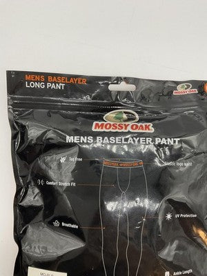 Mossy Oak Long Johns Mens Large Black Baselayer Pants Stretch Wicking Tagless