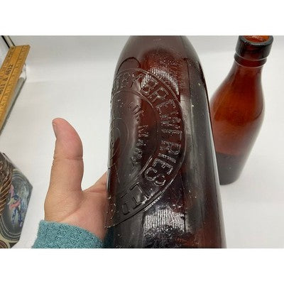 Scarborough Whitby Breweries Amber Glass Beer Bottles Set 2 Brown Antique Target