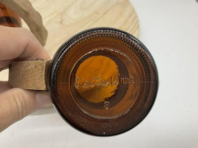 Vintage Siesta Ware Myrtle Beach Amber Glass Souvenir Beer Mugs Set Of 2 USA