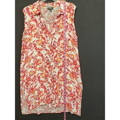 Ninety Clothing Co Women's L Button Front Sleeveless Floral Rayon Dress