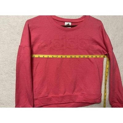 Adidas Sweatshirt Girls Large Medium Pink Logo Crewneck Pullover AA4662