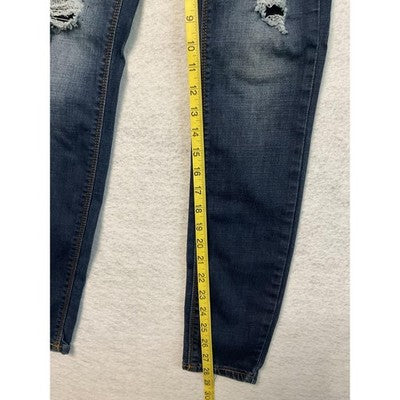 SO Jeans Juniors 1 Blue Dark Wash FLXStretch Skinny Distressed Ripped Low Rise