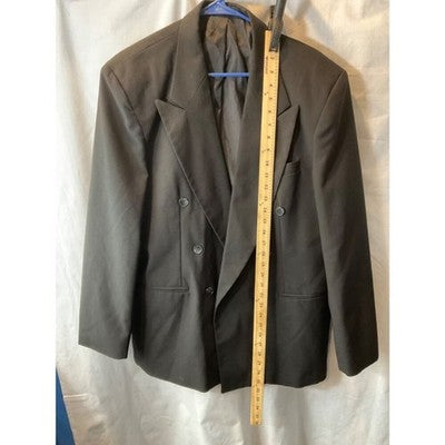 Julian Loren Men’s 44R Double Breasted Black Suit Jacket Blazer Classic Formal