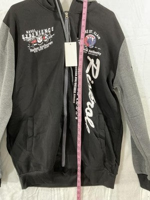 Riskrole Tracksuit Mens XL Black Gray Fleece Hoodie Joggers Nautical 2 Piece Set