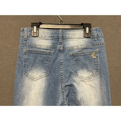 V.I.P. Jeans Juniors 3 Light Wash Shredded Skinny Stretch Distressed