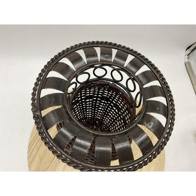 Woven Wicker Metal Vase Candle Holder Decorative Rustic Farmhouse Centerpiece