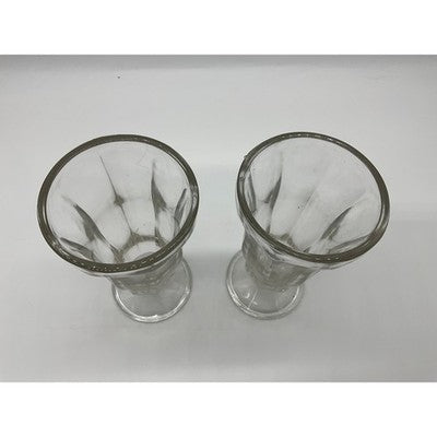 Sundae Glass Set 2 Clear Paneled Retro Soda Fountain Milkshake Cup