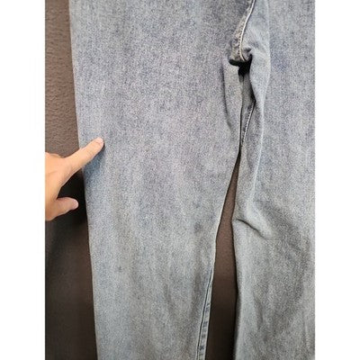 Vintage-Inspired Rainbow Flower Jeans L 25W 27L Straight Leg Ripped/Distressed