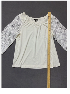 Talbots Blouse Womens Small White Off Shoulder Crochet Raglan Sleeve Boho Top