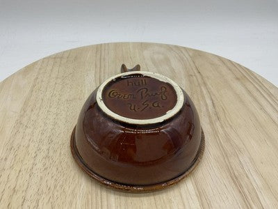 Vintage Hull Oven Proof USA Brown Drip Glaze Handled Soup Chili Bowl Dish