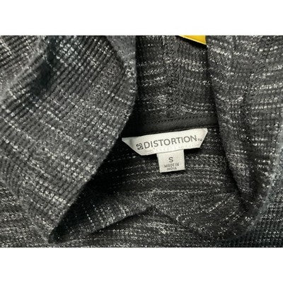 Distortion Sweater Womens Small Black Gray Hooded Knit Heathered Pullover Soft