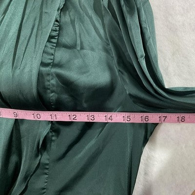 SheIn Dress Womens 1XL Green Satin One Shoulder Ruched Bodycon Party