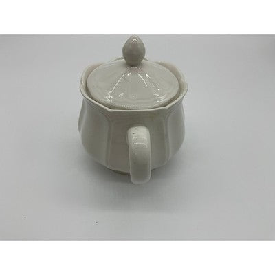 Vintage Sugar Bowl Unisex OS White Scalloped Ceramic Lidded Tea Service