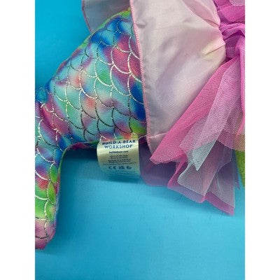 Build-A-Bear Green Frog Mermaid Plush Rainbow Tail Pink Tutu Dress 17" W/Sound