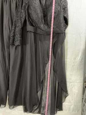 NEW VOGUE Dress Pants Set Womens XL Gray Lace Chiffon Long Sleeve Formal Wedding