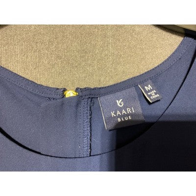 Kaari Blue Asymmetrical Tunic Size M Navy Blue Sleeveless Back Zip Polyester