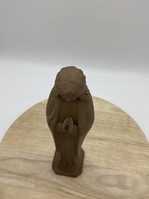 Vintage Nickron Virgin Mary Madonna Statue Brown Ceramic Prayer Figurine Japan