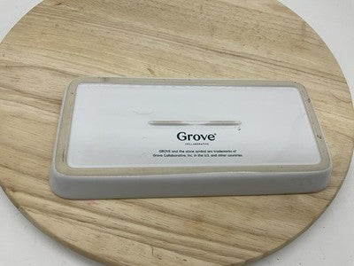 Grove Collaborative White Ceramic Vanity Tray Small Rectangular Bathroom Sink