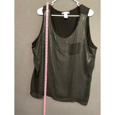 New York & Company Black Sequince Tank Top 2X Women's Plus Sleeveless