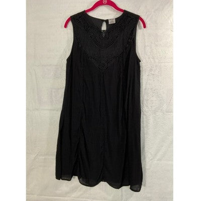Wrangler Shift Dress Women Medium Black Crochet Lace Boho Sleeveless Mini