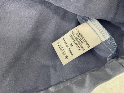 Forever 21 Blouse Womens Medium Blue Satin Crop Top Open Back Tie Shirt