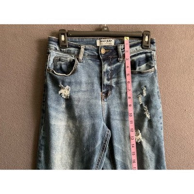 NAX JEAN Collection Blue Distressed Ripped Denim Jeans Sz 5/27 Stretch