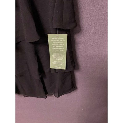 S.L. Fashions Elegant Black Tiered Midi Dress Missy SZ 12 Cocktail Party Dancing
