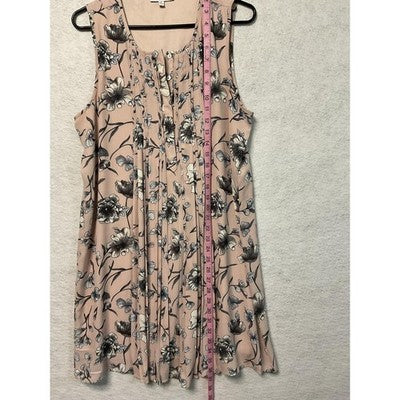 DR2 Dress Womens Medium Floral Sleeveless Pleated Lined Button Front Polyester